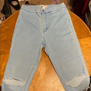 light wash ripped jeans super high waisted